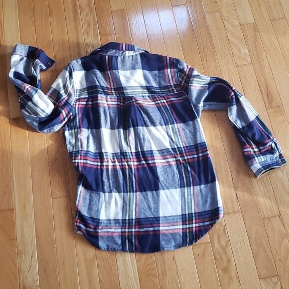 Ladies Brushed Windowpane Plaid Long-Sleeve Flannel Shirt Size S - Picture 5 of 5